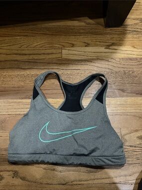 Nike Gray Sports Bra with Teal Swoosh
